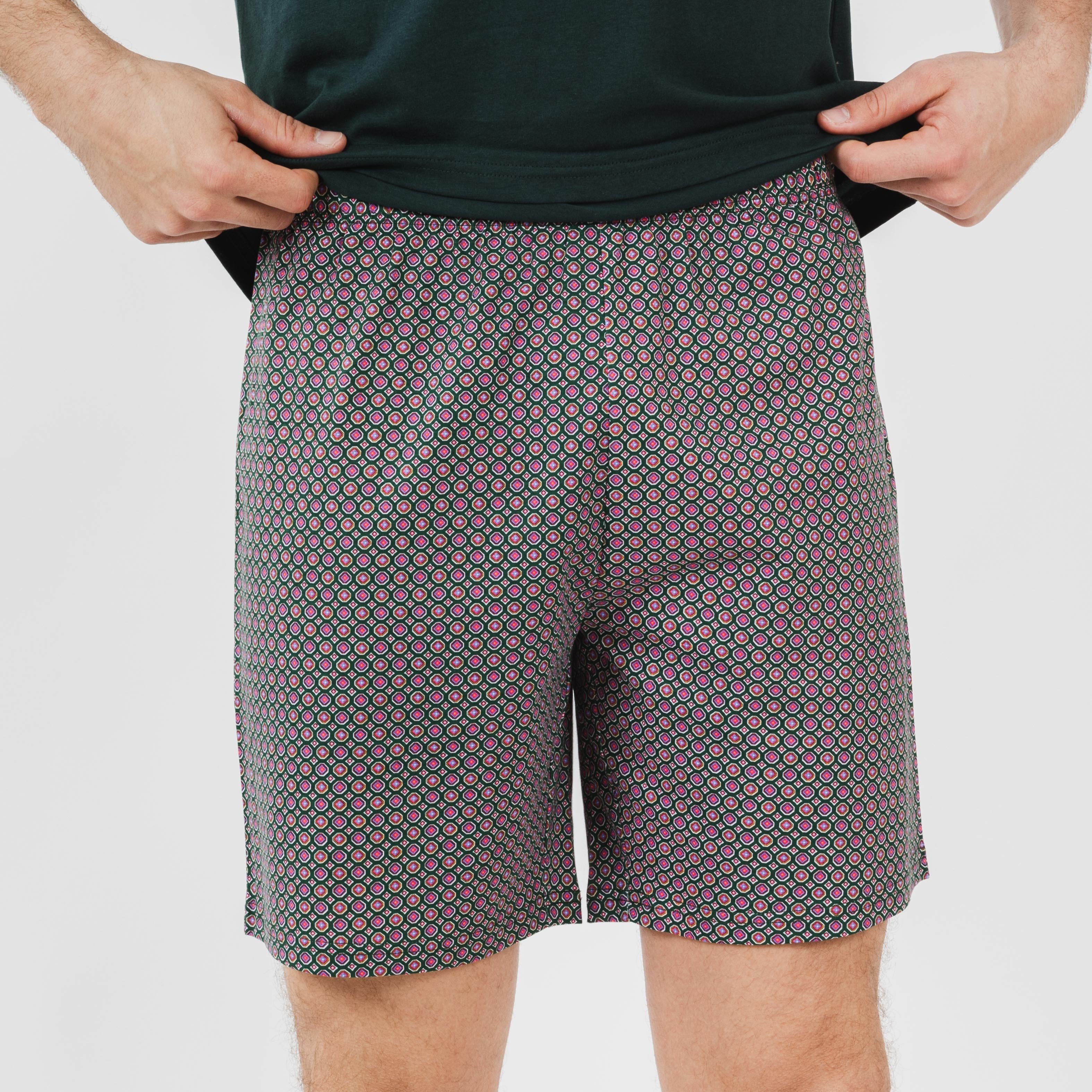 Pijama corto algodón hombre Canes verde