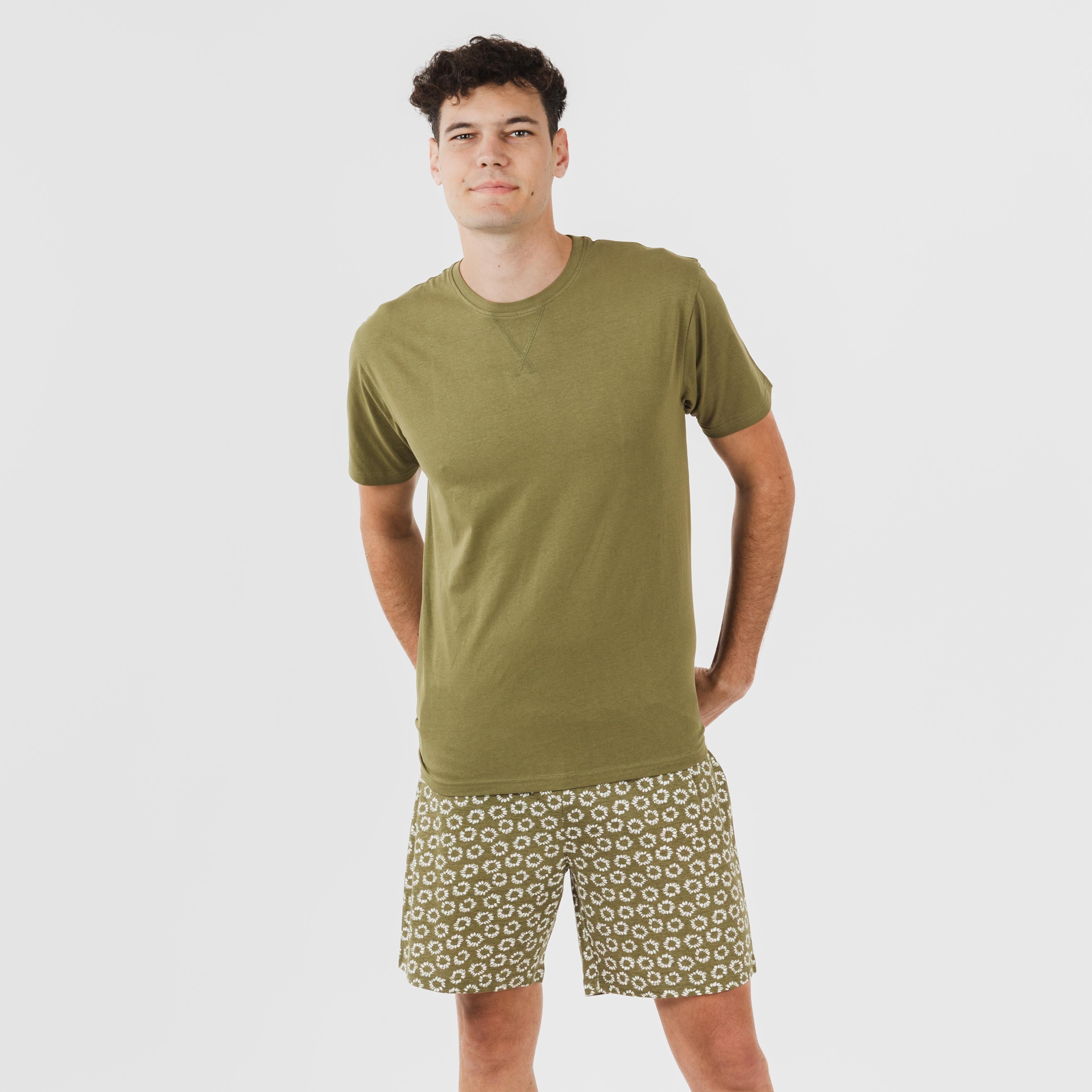 Pijama corto algodón hombre Khalil verde