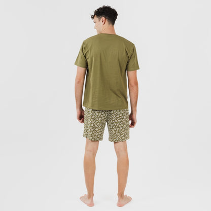 Pijama corto algodón hombre Khalil verde