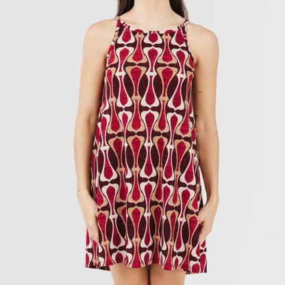 Vestido corto tirantes crepe Castelar burdeos