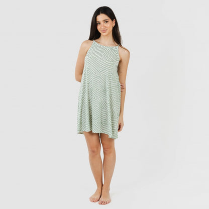 Vestido corto tirantes crepe Columbus verde tiffany