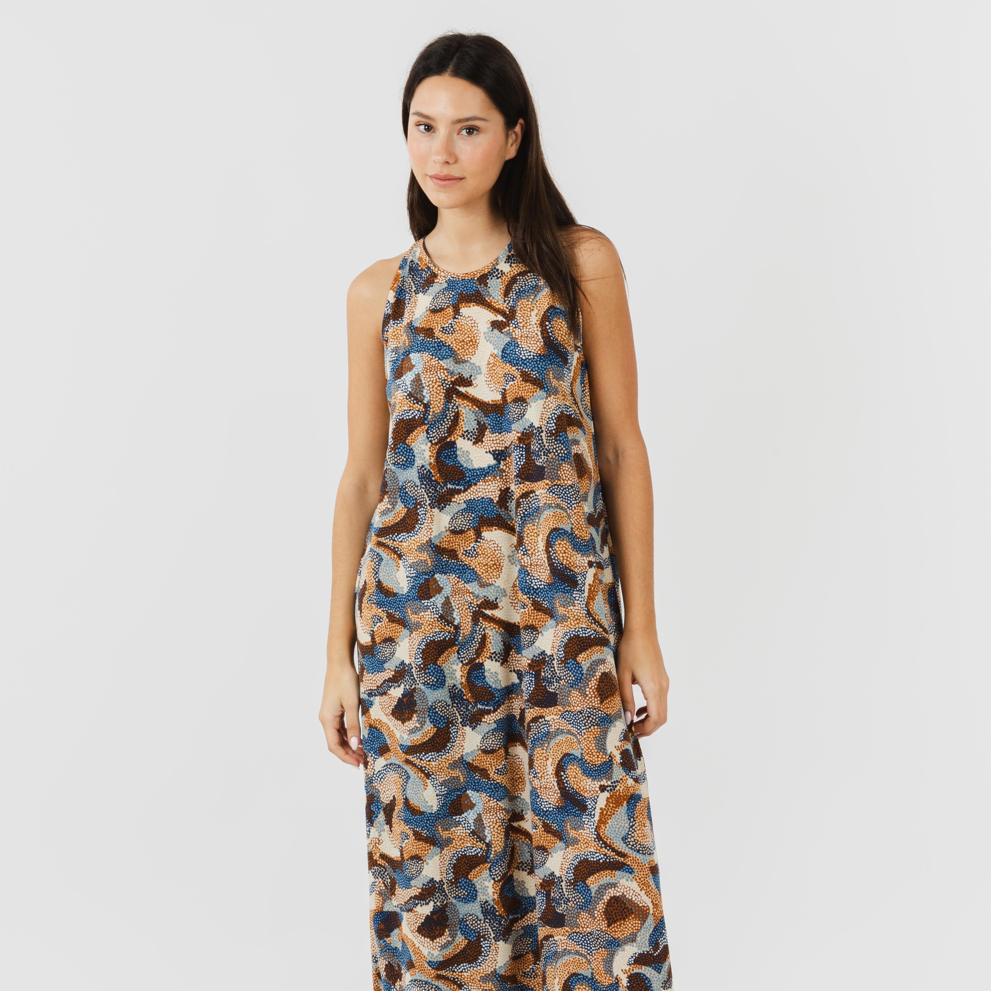 Vestido largo tirantes crepe Venus