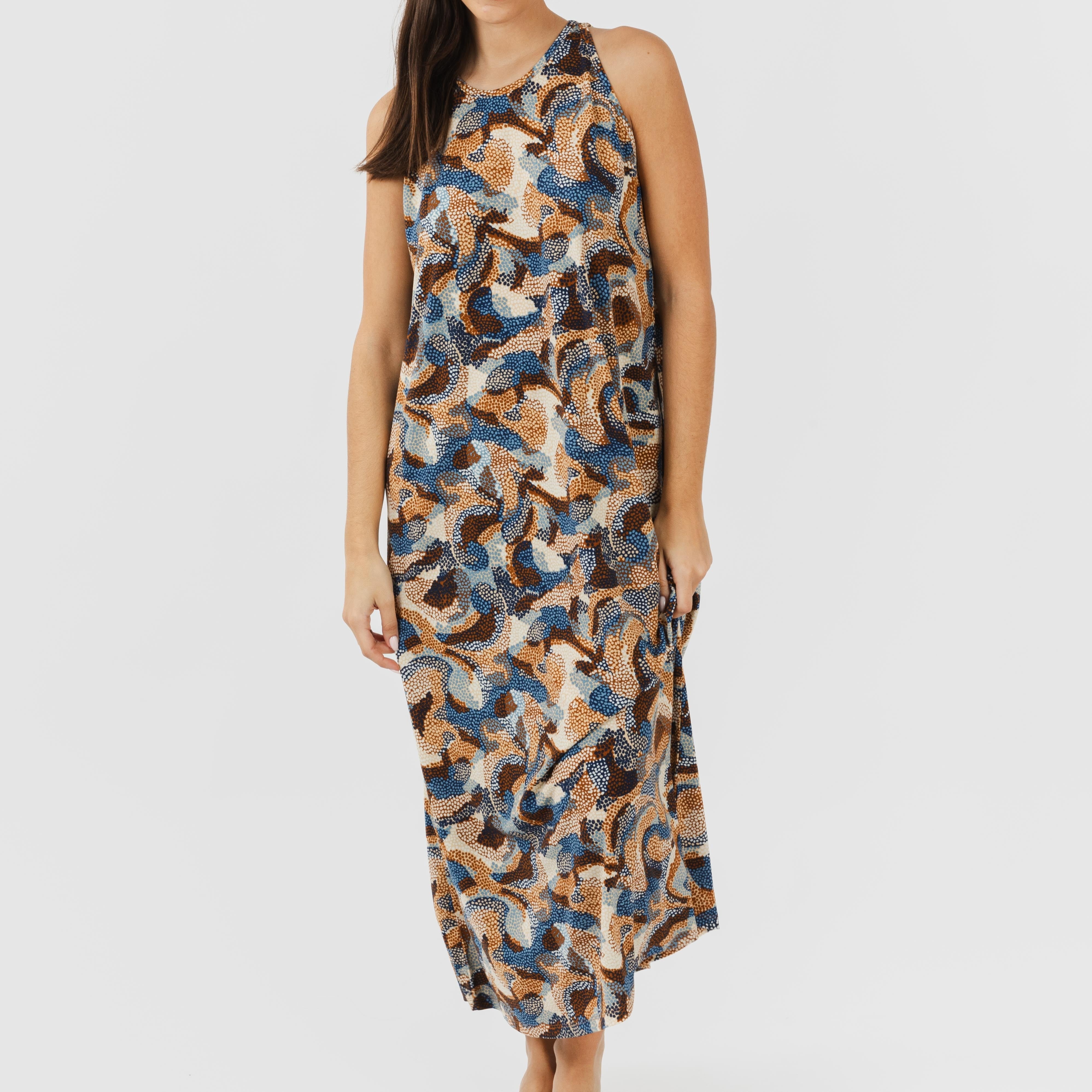 Vestido largo tirantes crepe Venus