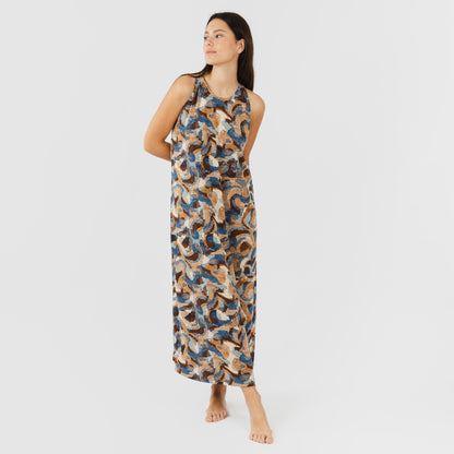 Vestido largo tirantes crepe Venus