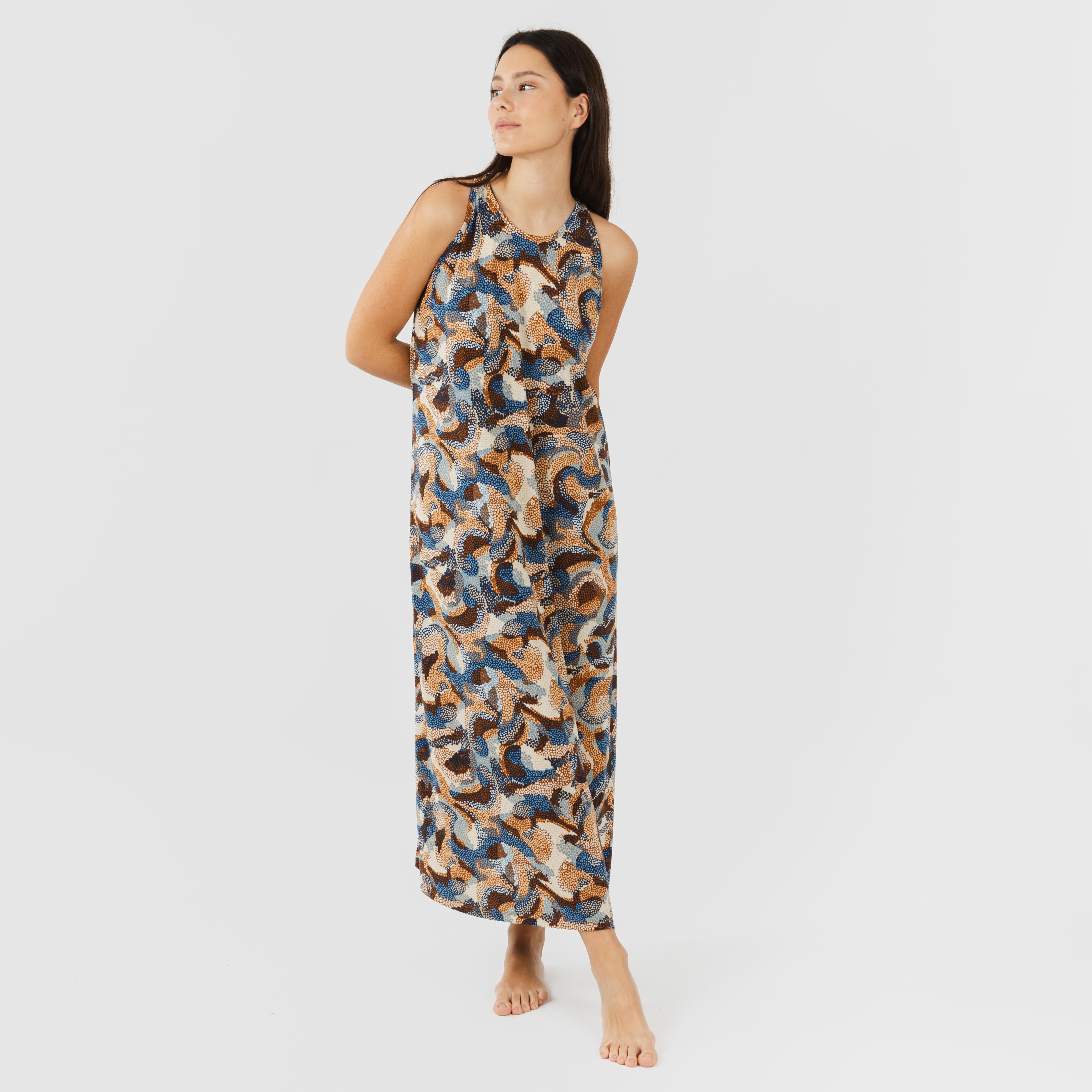 Vestido largo tirantes crepe Venus