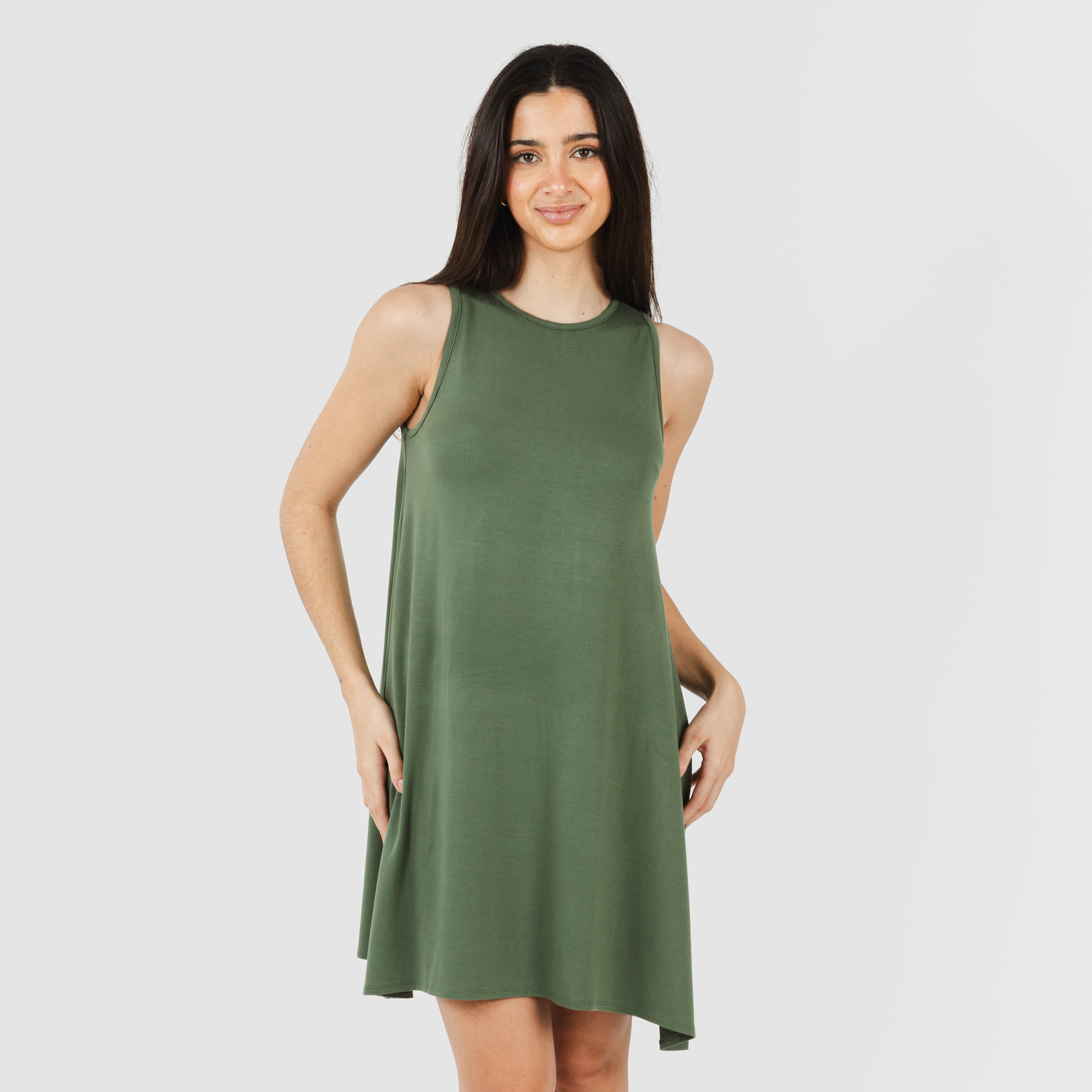 Vestido corto tirantes viscosa liso