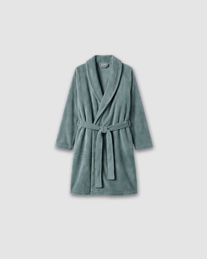 Plain coral fleece dressing gown French green