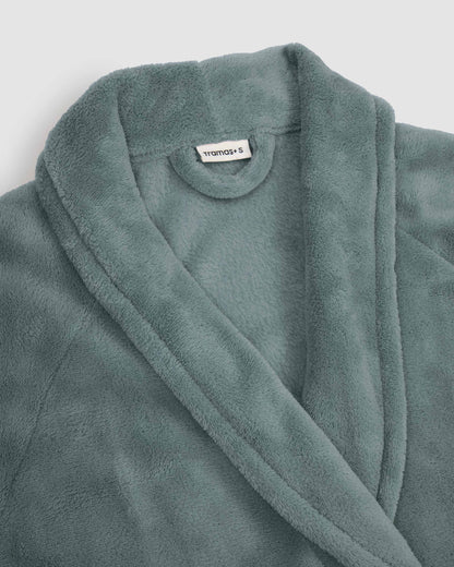 Plain coral fleece dressing gown French green