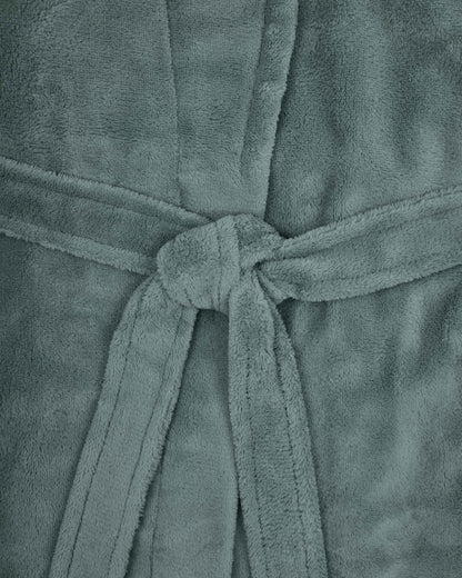 Plain coral fleece dressing gown French green