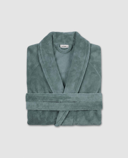 Plain coral fleece dressing gown French green