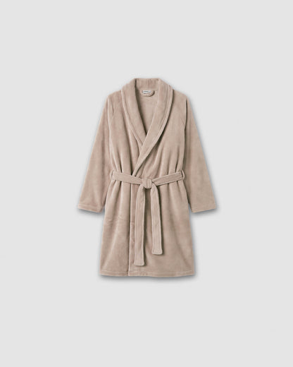 Plain coral fleece dressing gown sand