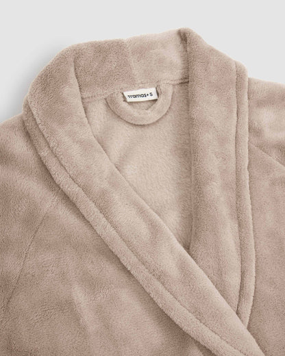 Plain coral fleece dressing gown sand