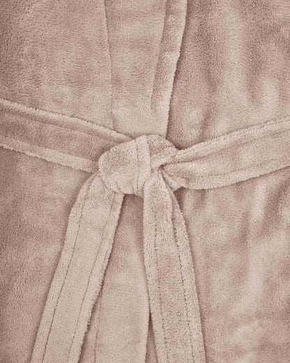 Plain coral fleece dressing gown sand