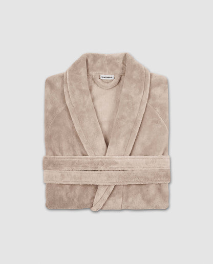 Plain coral fleece dressing gown sand