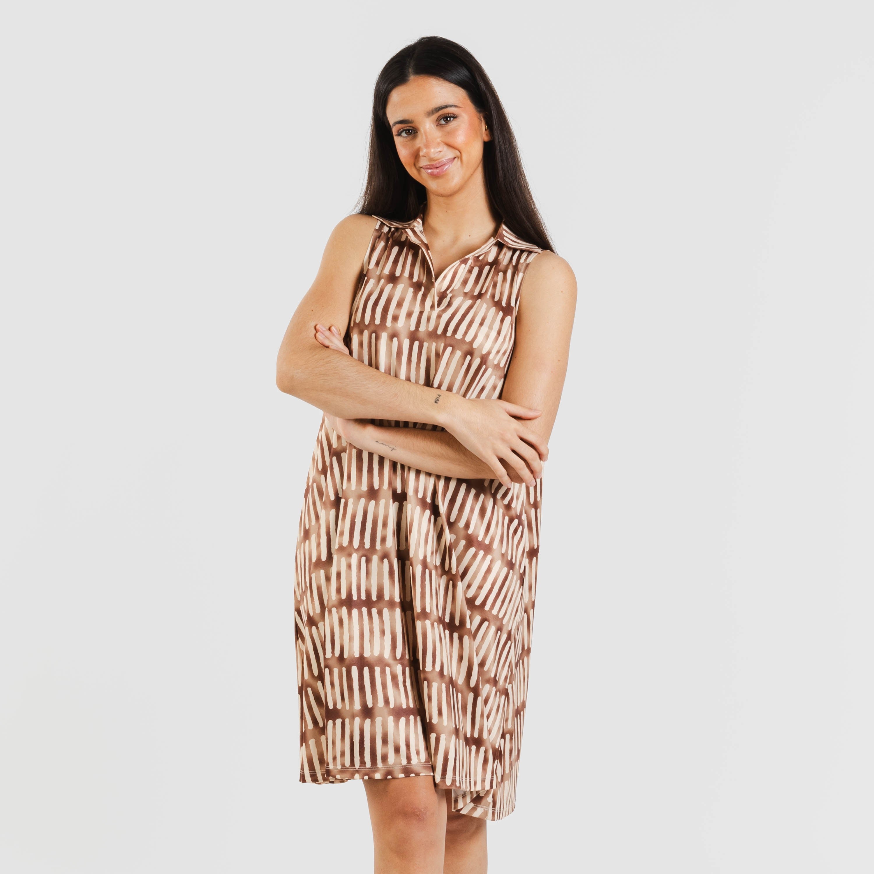 Vestido corto cuello y solapa soft Lemonade marrón