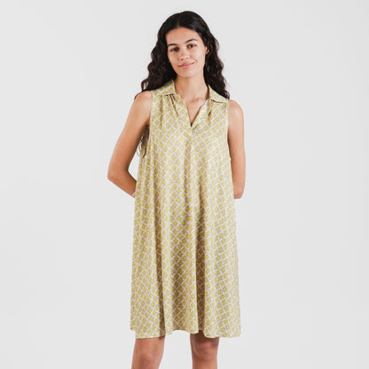 Vestido corto cuello y solapa soft Ohio verde lima