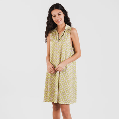 Vestido corto cuello y solapa soft Ohio verde lima