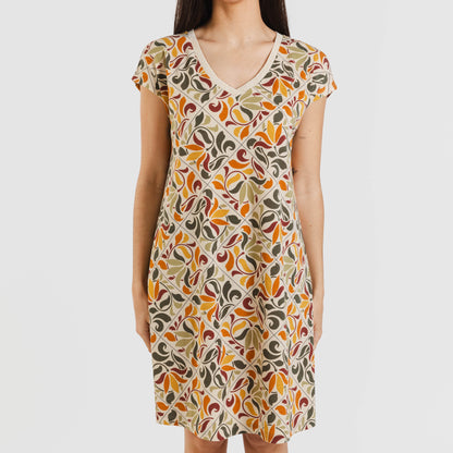 Vestido corto manga fluida crepe Cilian