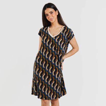 Vestido corto manga fluida crepe Roser