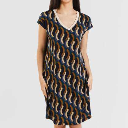 Vestido corto manga fluida crepe Roser