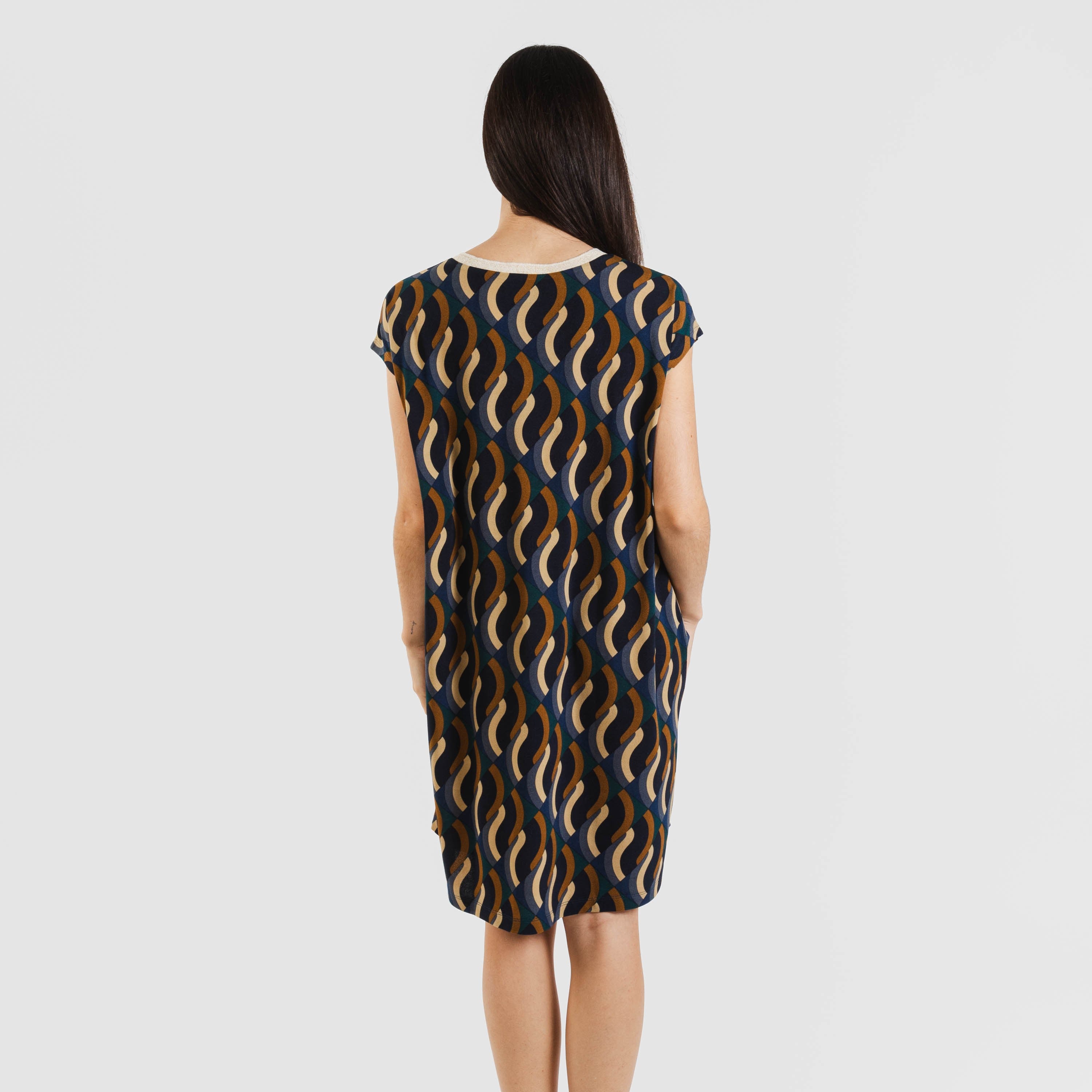 Vestido corto manga fluida crepe Roser