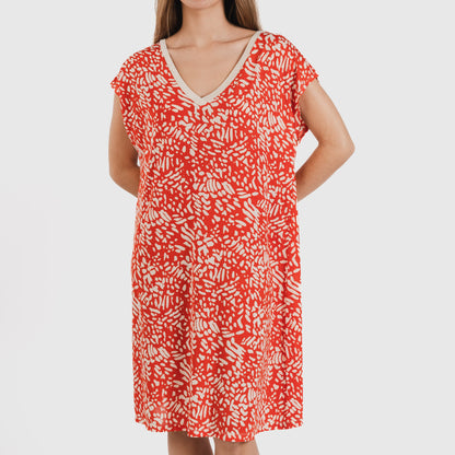 Vestido corto manga fluida soft Miquela teja