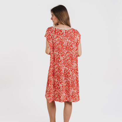 Vestido corto manga fluida soft Miquela teja