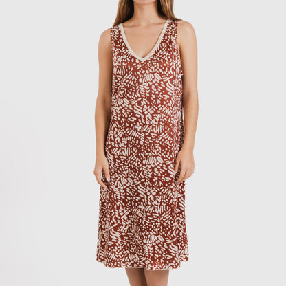 Vestido midi tirantes soft Miquela marrón