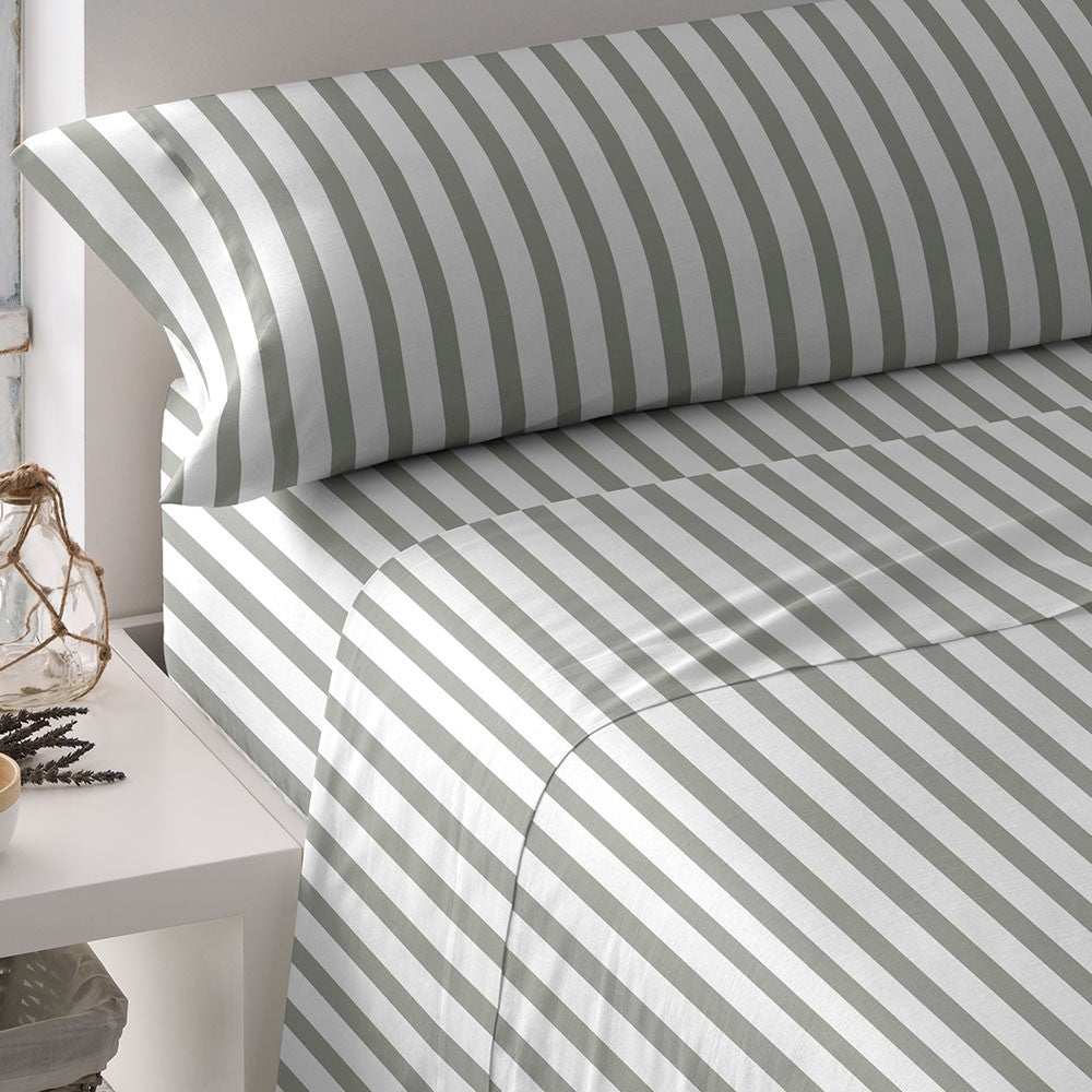 Juego de sábanas algodón percal Raya Aviles verde caceria