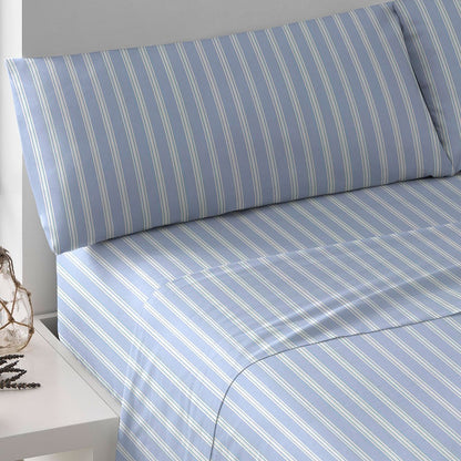 Juego de sábanas algodón percal Raya Marsella indigo