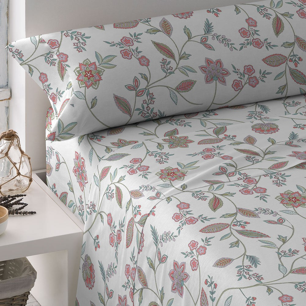 SET LENZUOLA PERCALE ALG ROSA