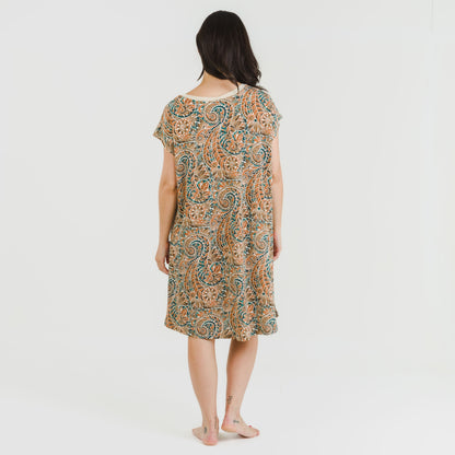 Vestido corto manga fluida crepe Estels