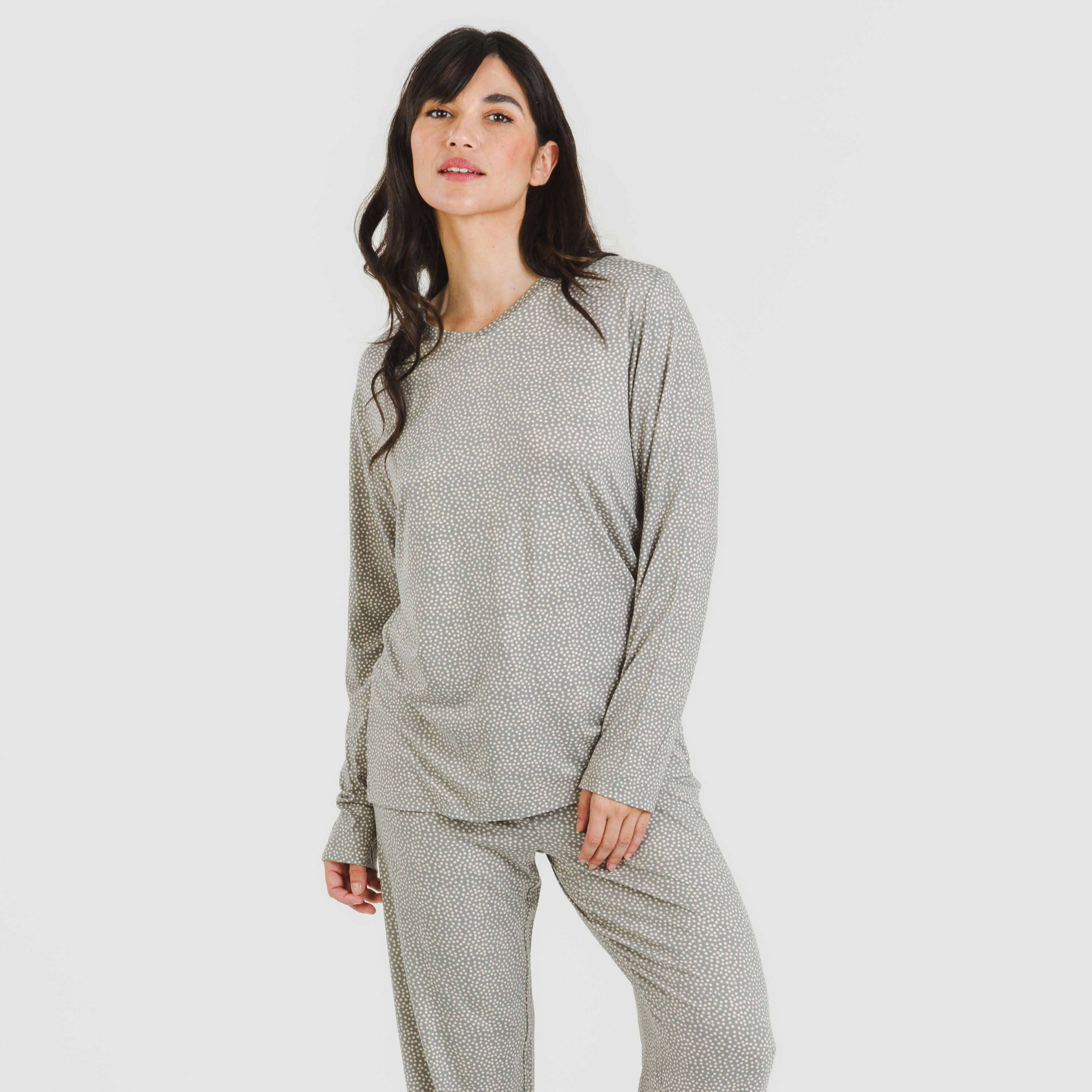 Pijama largo mujer soft Lolenda gris marengo