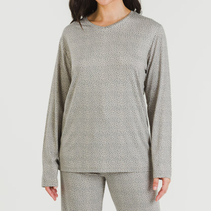 Pijama longo feminino Lolenda, macio, cinza carvão