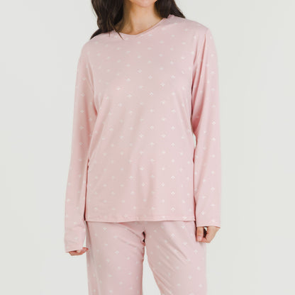 Pijama largo mujer soft Embera rosa palo