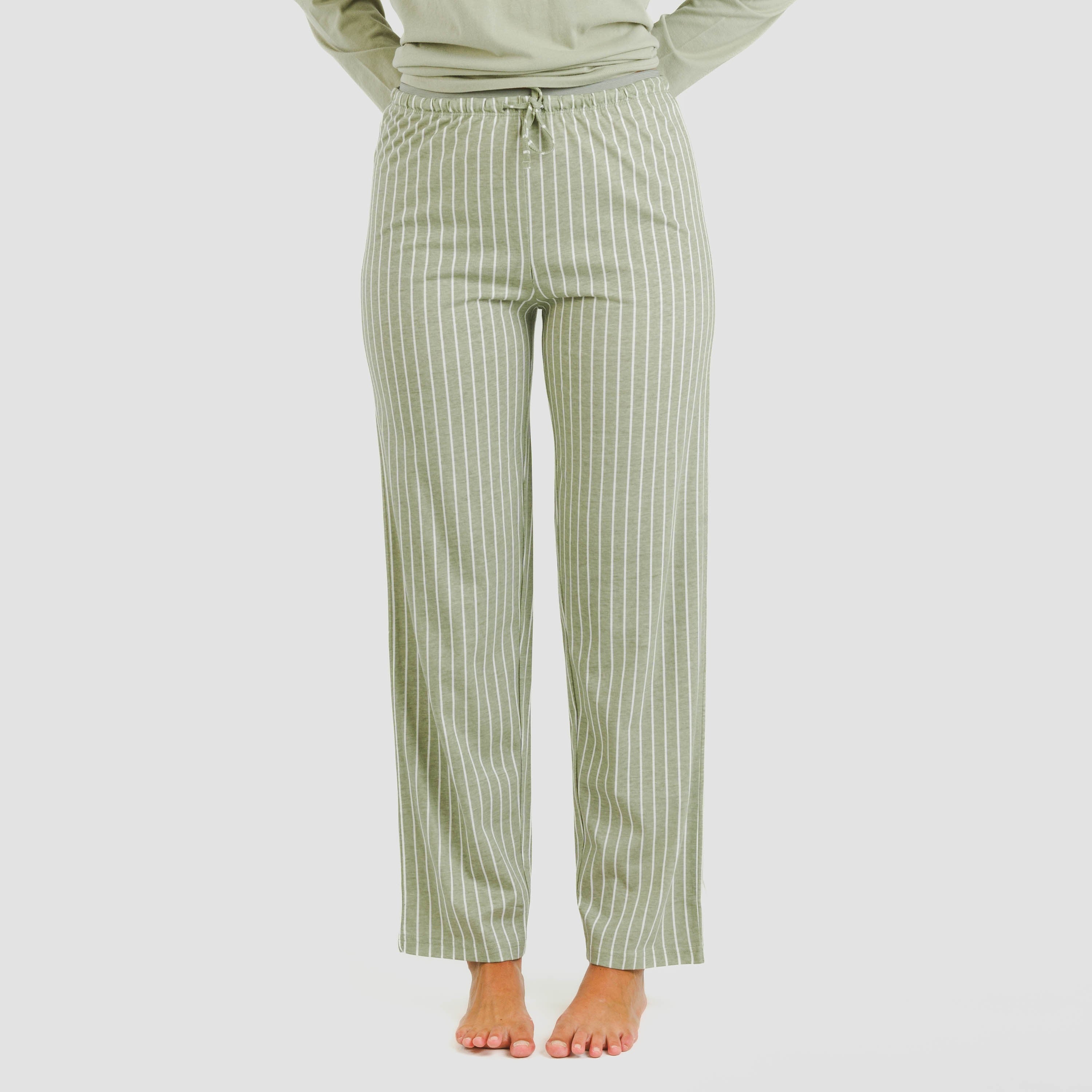 Pijama largo algodón Raya Beatrice verde caceria