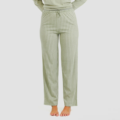 Pijama largo algodón Raya Beatrice verde caceria