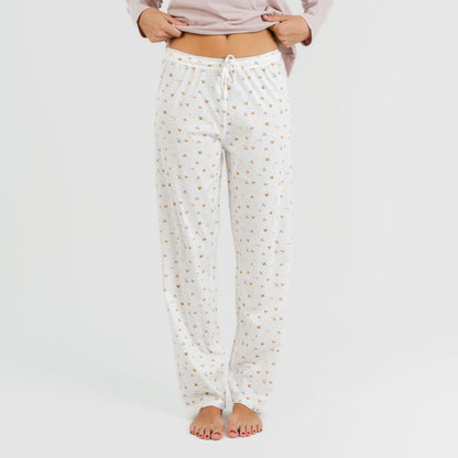 Pijama longo Isita de algodão na cor malva