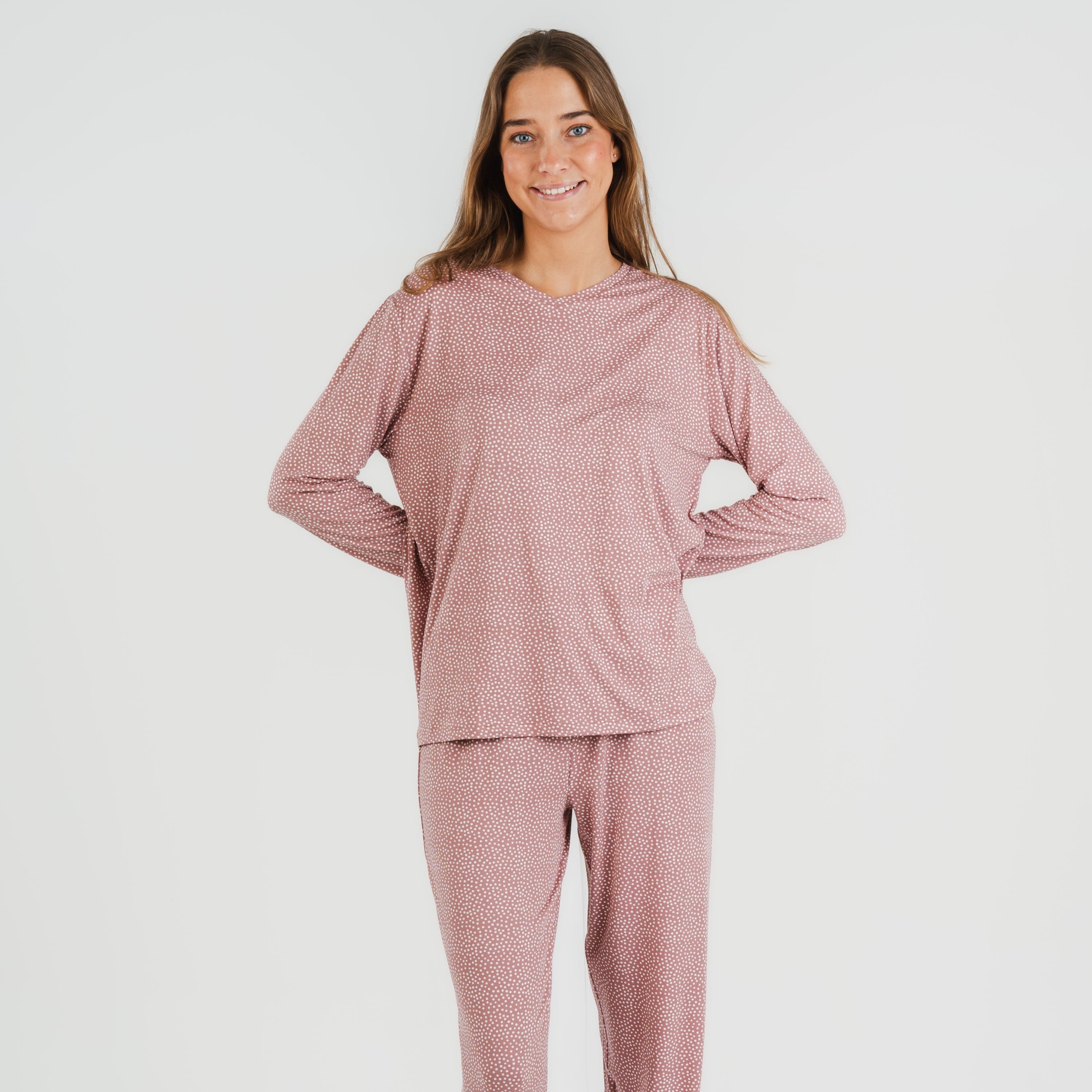Pijama largo mujer soft Lolenda malva rosa