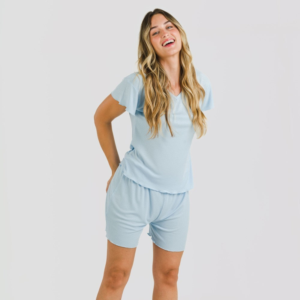 Pijama corto de manga corta mujer canale viscosa liso