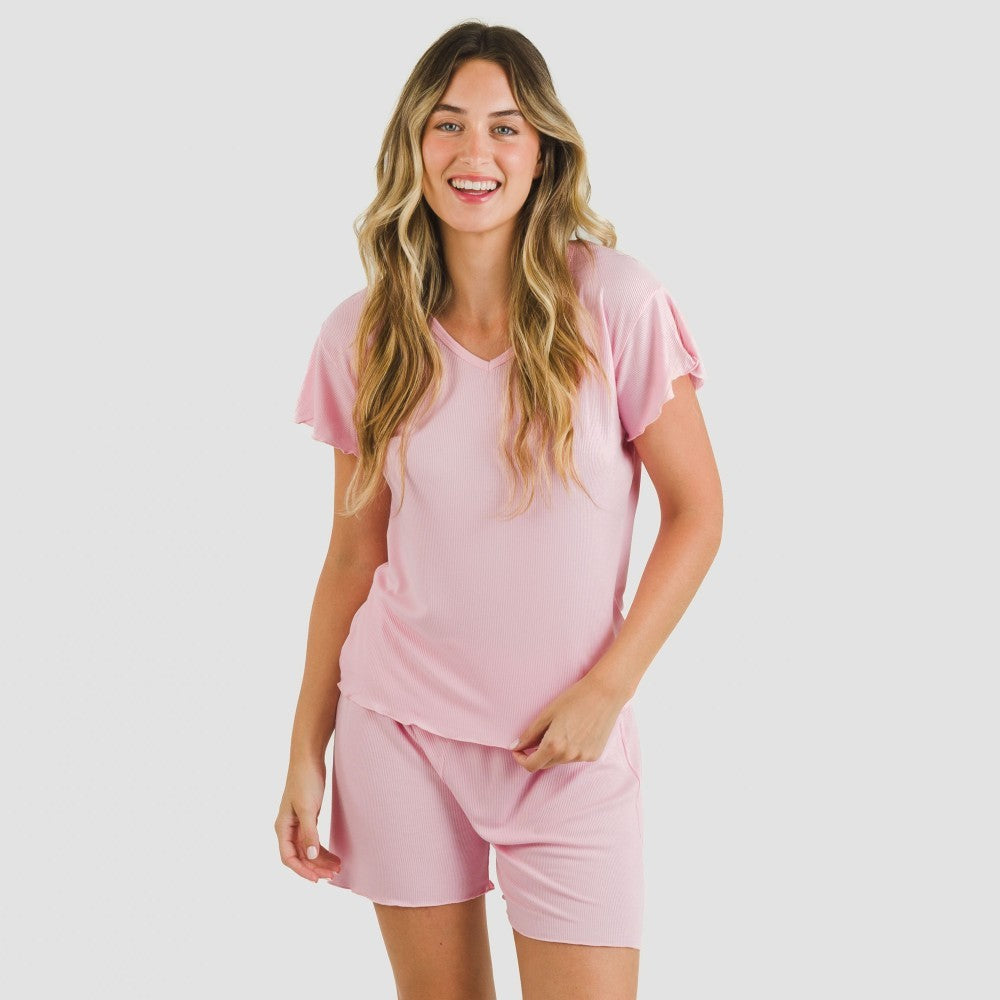 Pijama corto de manga corta mujer canale viscosa liso