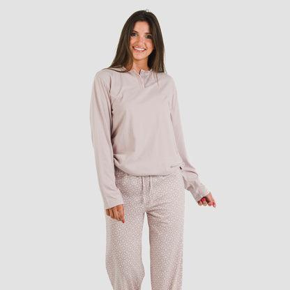 Pijama largo algodón Madrigal marsala