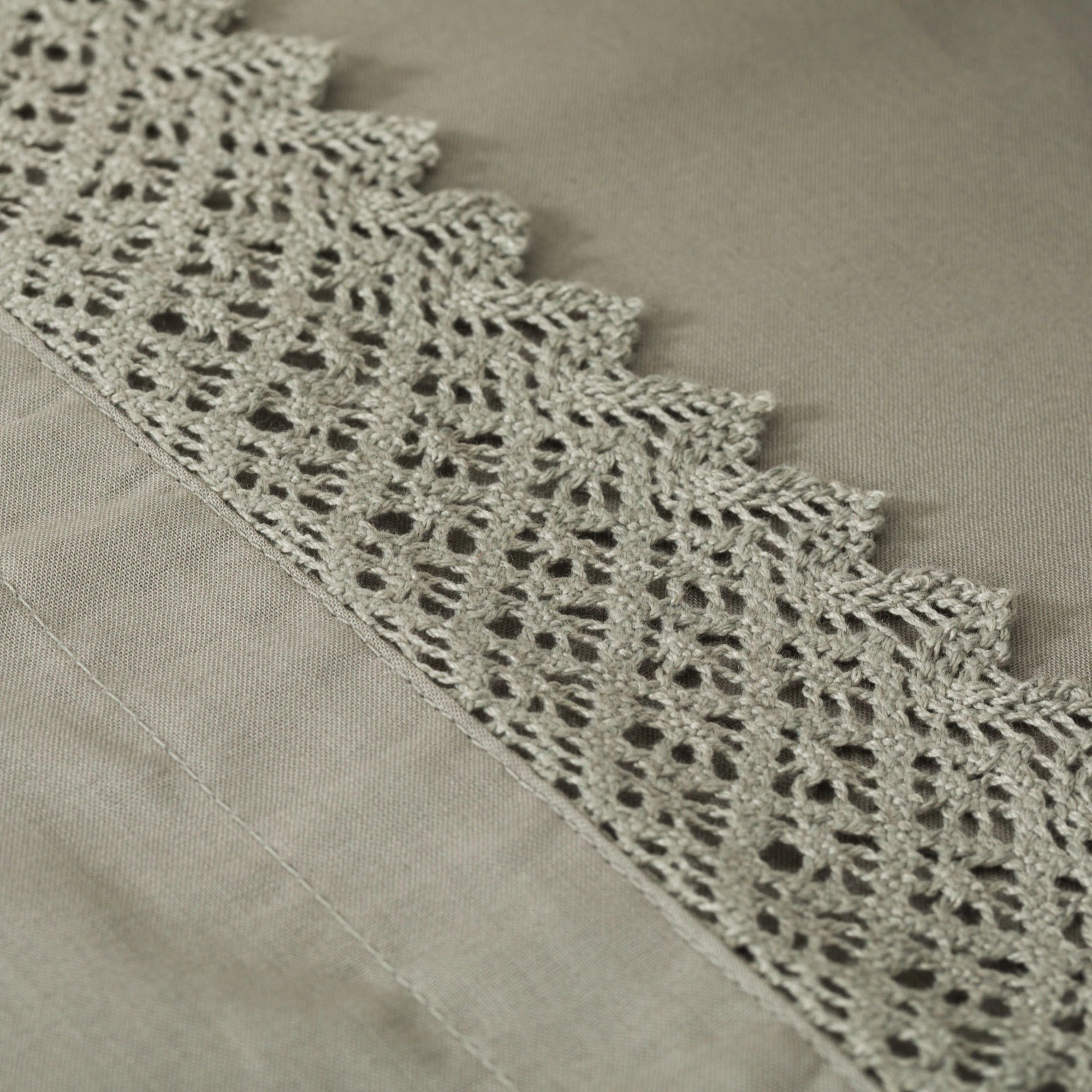 Jogo de lençóis de algodão com aplique liso verde seco