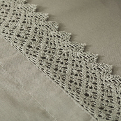 Jogo de lençóis de algodão com aplique liso verde seco