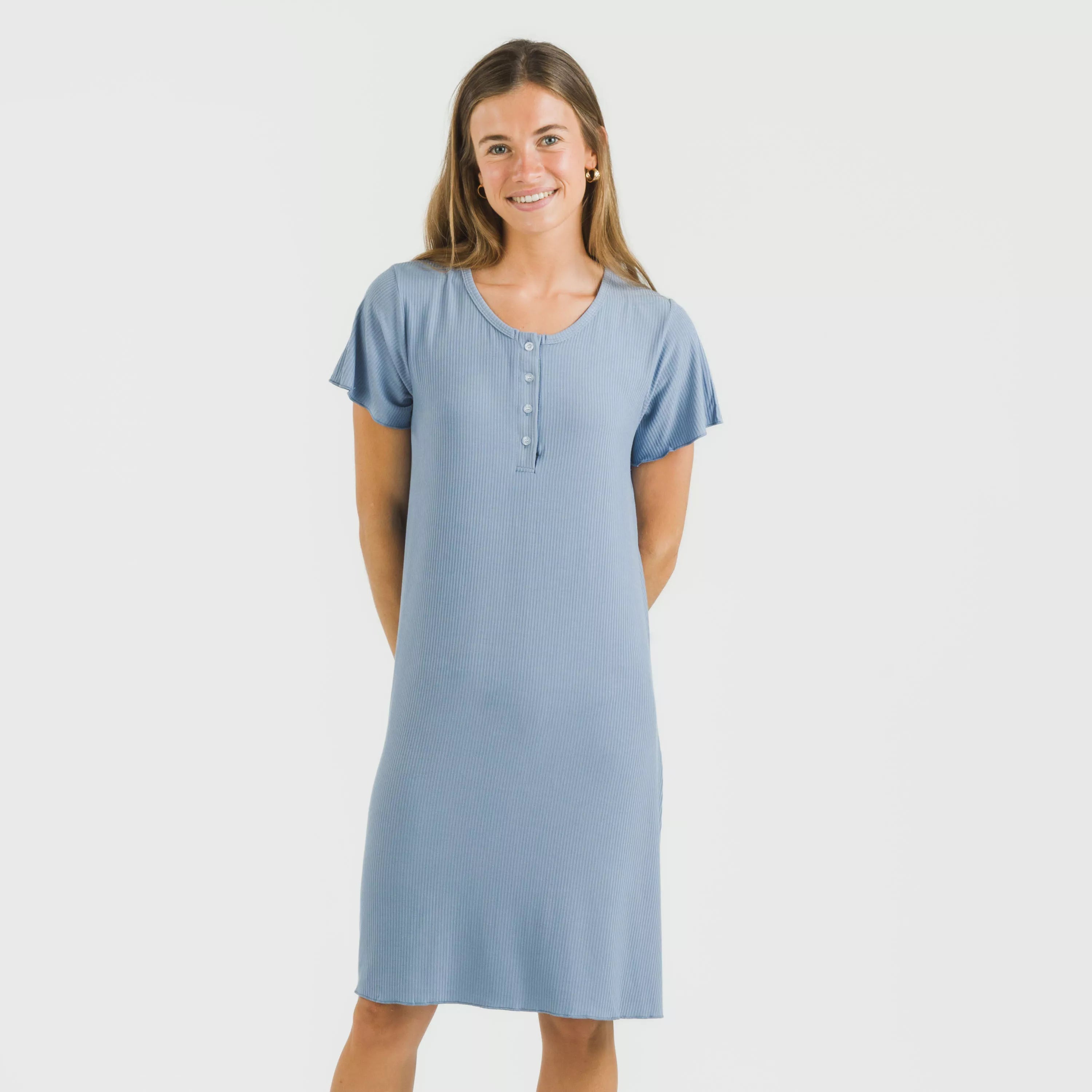 Blusón manga corta canalé viscosa liso