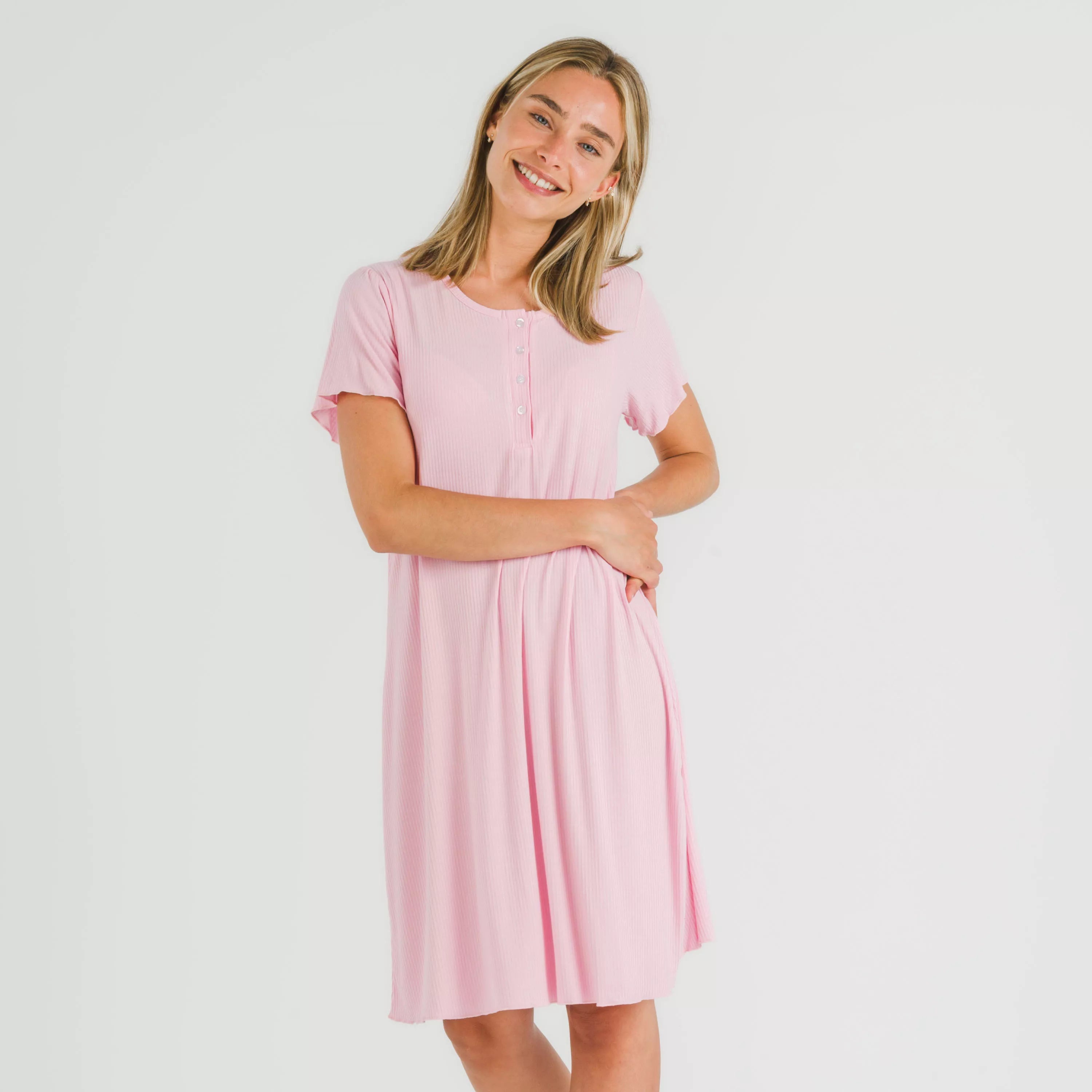 Blusón manga corta canalé viscosa liso