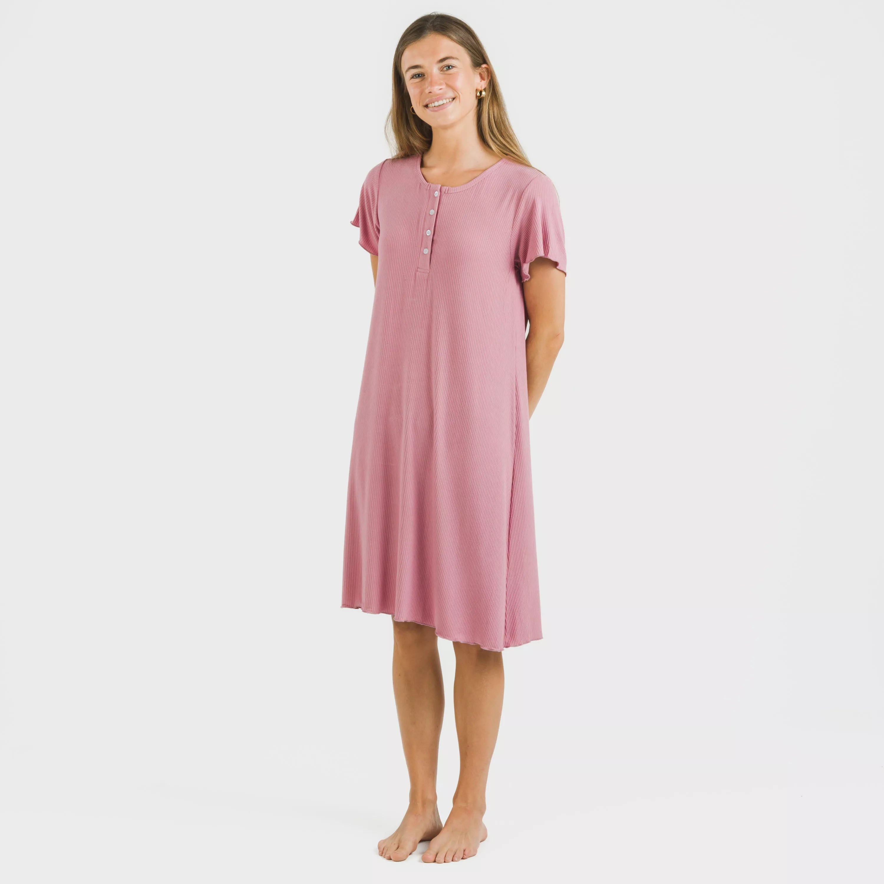 Blusón manga corta canalé viscosa liso