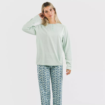 Pijama largo algodón Gaia verde tiffany
