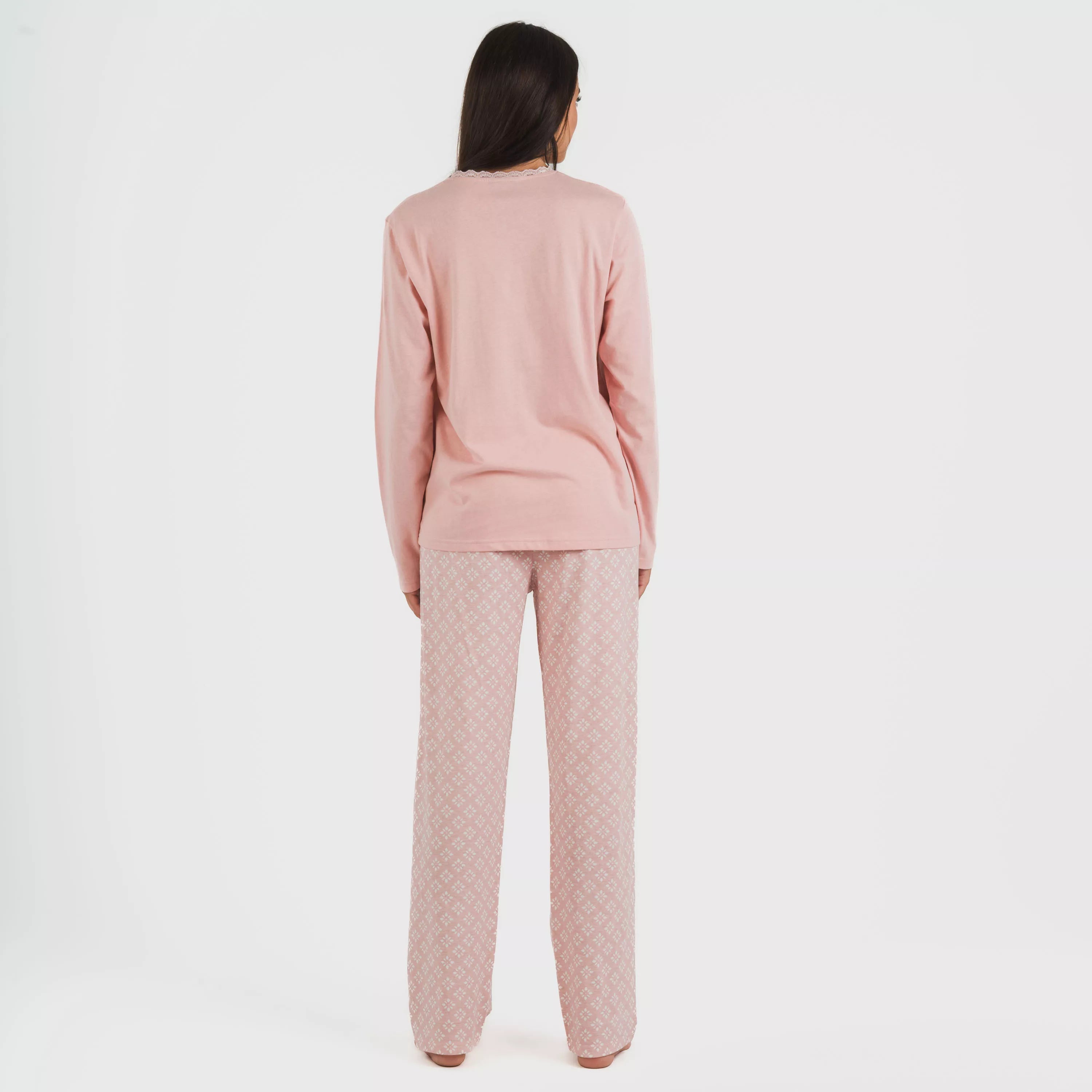 Pijama largo algodón Checo rosa