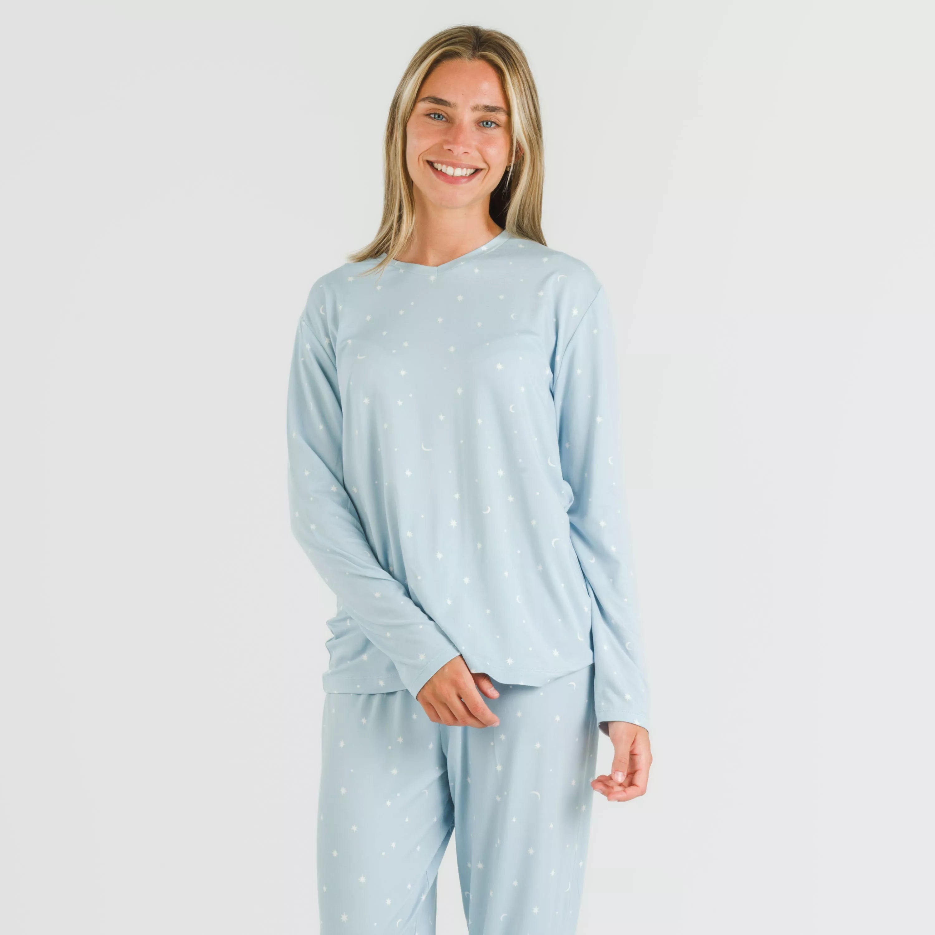 Pijama largo mujer soft Ambarina celeste